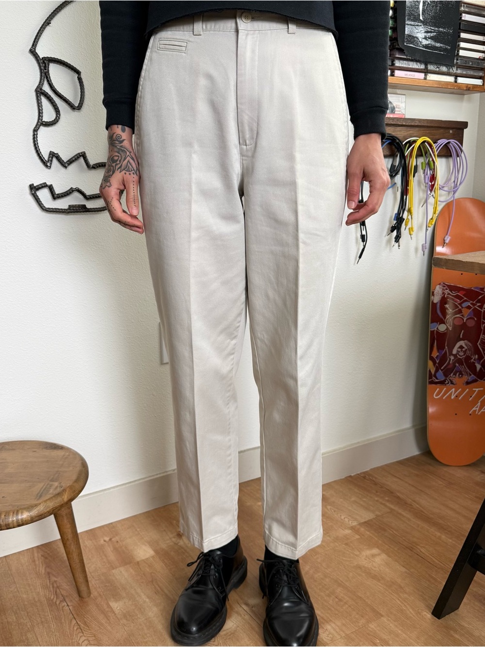 Vintage 90s High Waisted Flat Front Khaki Pants Dockers ~ 28 X 29